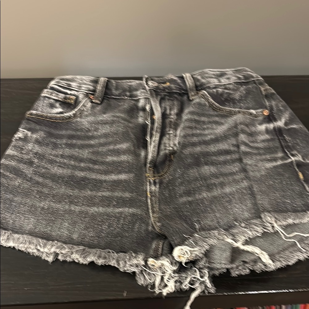 PacSun Black Jean Shorts with Frayed Hem Vintage high rise